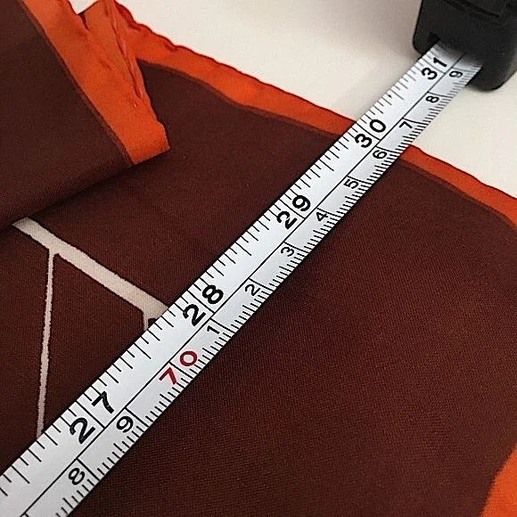 VTG 60 70 Jim Renoir Geometric Print Brown Burnt Orange Large Square scarf - Picture 7 of 16